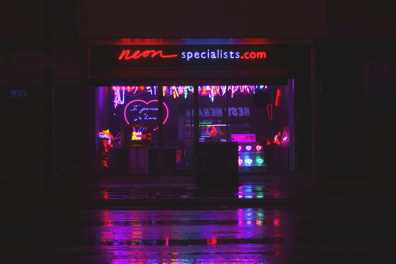 dark, night, neon